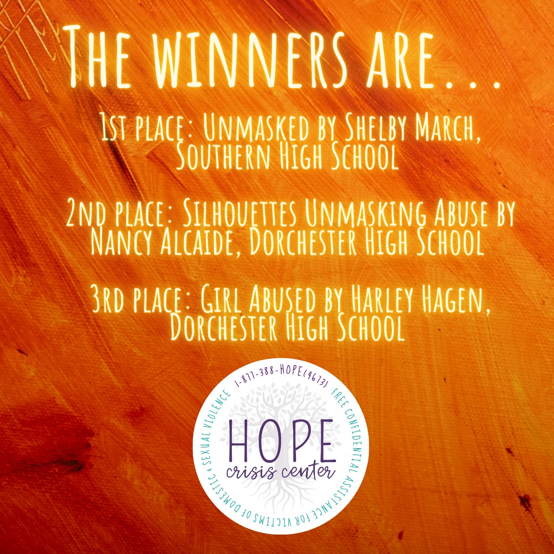 HopeCrisis's tweet photo. The results of our first Teen Dating Violence Awareness Month Youth Expression Contest are in! 

Thank you to every single student who shared their voice with us! We hope you'll participate again next year! #tdvam #youth #expression https://t.co/PMKcC1VF4p