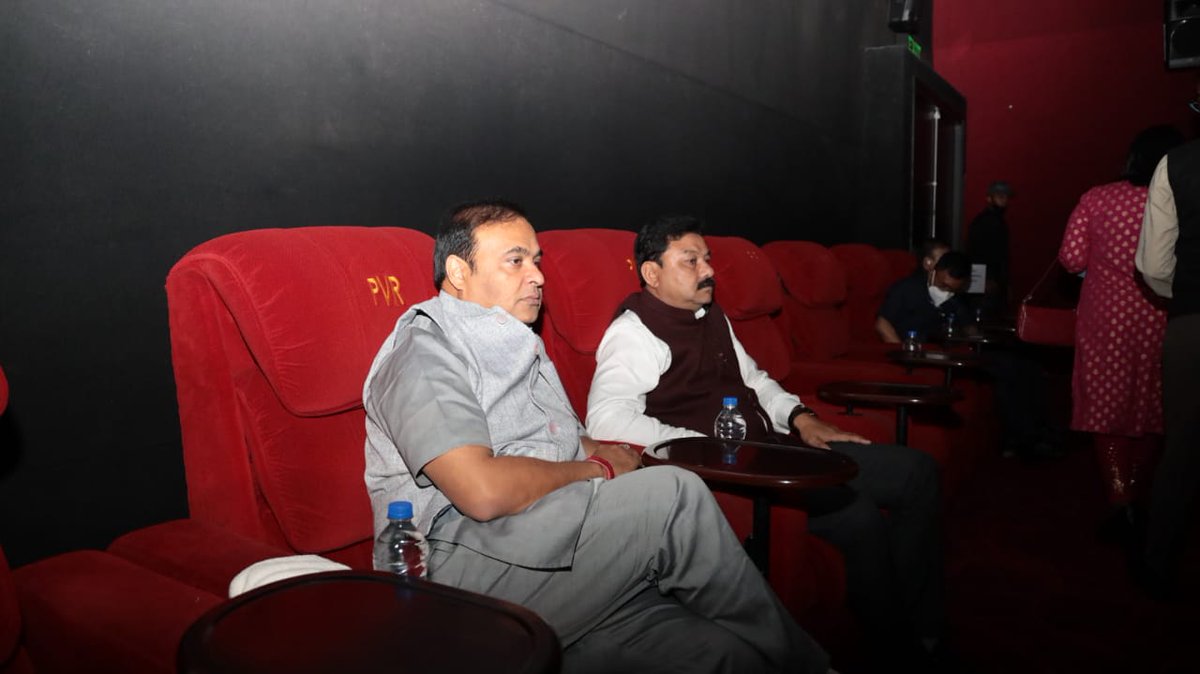 himantabiswa's tweet photo. The Kashmiri Pandit genocide &amp; their exodus are a blot on humanity.

Moved by the heart-wrenching portrayal of their plight in #TheKashmirFiles, which I watched along with my Cabinet colleagues and MLAs of @BJP4Assam &amp; allies.

Kudos @vivekagnihotri &amp; co for holding out the truth https://t.co/Li8deBW9Ld