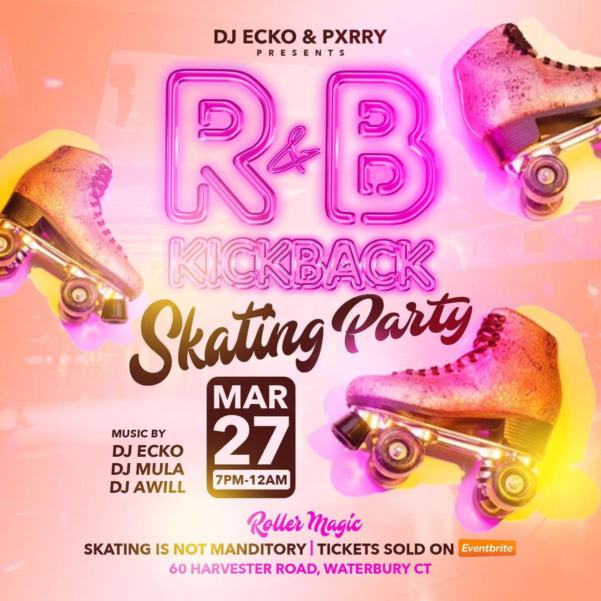 SirSwaggDaddy's tweet photo. The Wait Is Over‼️👀
The #RnBKickback Skating Party 🛼🎉🎟
March 27th🗓
Roller Magic🪄
60 Harvester Road Waterbury CT📍
Early Bird Tickets On Sale NOW‼️
21+ Event🔞
▪️IG: @Rnbkickback
▪️IG: @Sirswaggdaddy
https://t.co/EaymPgvP3D https://t.co/wvf1qCS8Rw