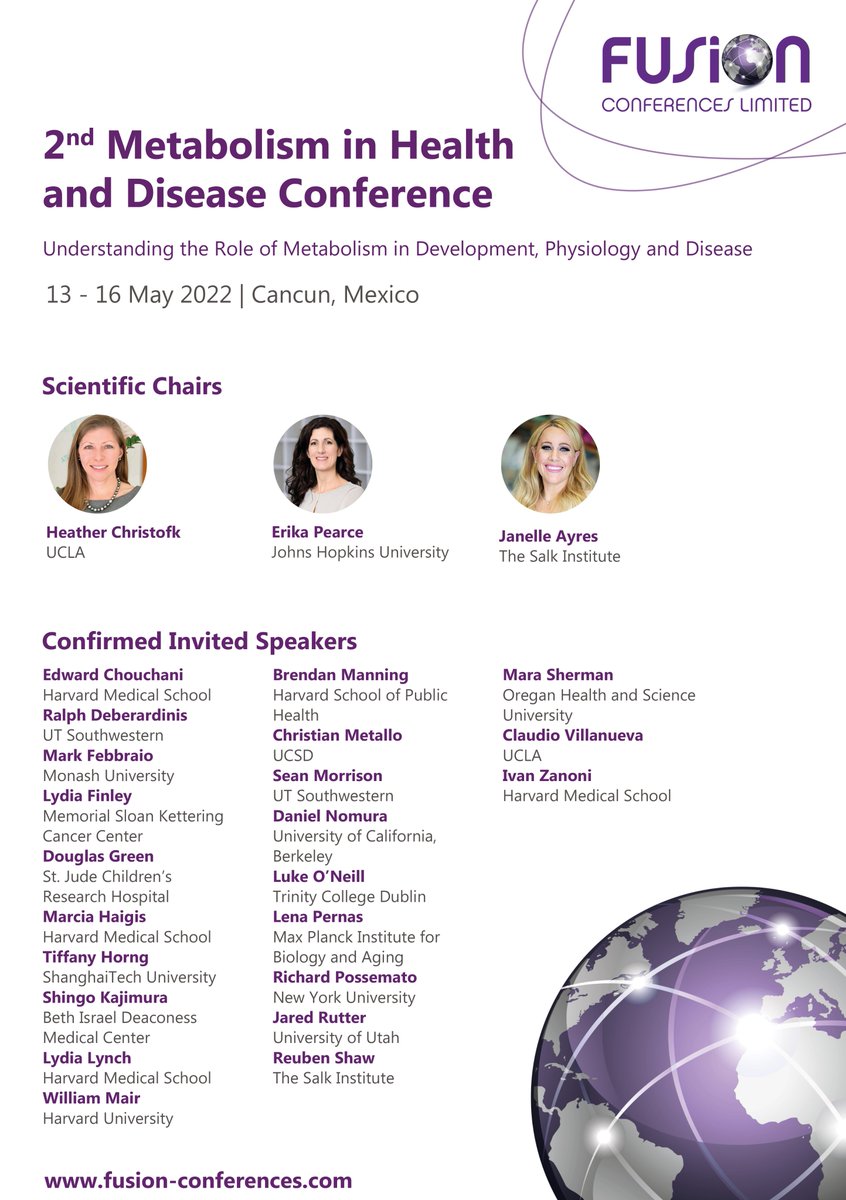 Fusion Conferences (@fusion_conf) on Twitter photo Last chance to register and join us in Mexico for the very popular 2nd #Metabolism in Health and Disease conference! Only a few places remain, register early to avoid disappointment! #MHD22
📆Registration: 18 March 2022
fusion-conferences.com/conference/122 <a href="/hchristofk/">Heather Christofk</a> @theayreslab Last chance to register and join us in Mexico for the very popular 2nd #Metabolism in Health and Disease conference! Only a few places remain, register early to avoid disappointment! #MHD22
📆Registration: 18 March 2022
fusion-conferences.com/conference/122 <a href="/hchristofk/">Heather Christofk</a> @theayreslab