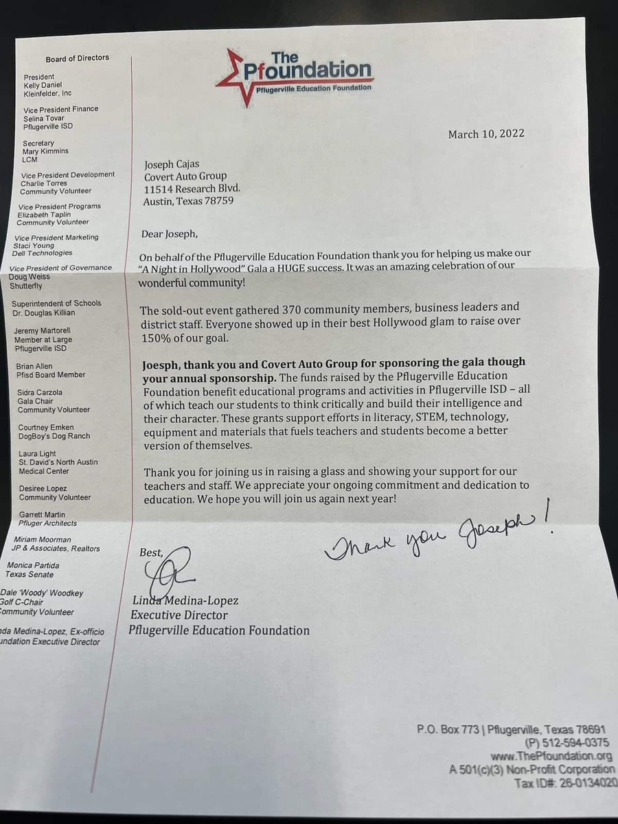 covertdodge's tweet photo. As part of the Covert Auto Group, it was our deepest honor to have the opportunity to show our support for the Pflugerville Education Foundation!

#Pflugerville #education #fundraising #CovertAutoGroup #supporteducation #texaseducation #literacy #STEM #educationalprograms https://t.co/niVA4Qi3ZE