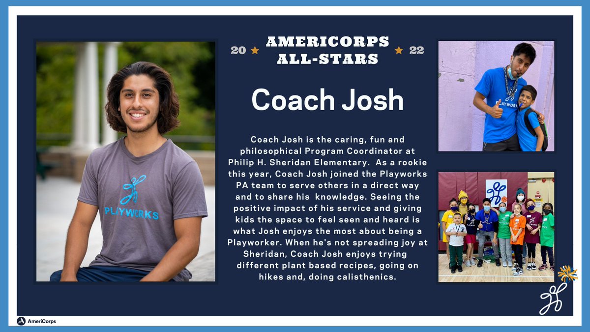 Coach Josh is #Tuesdayvibes #GoodVibesOnly  everyday! Thank you for being a role model on and off the playground and spreading joy through the @SheridanTigers community! #AmeriCorpsWeek #Philly #gettingthingsdone