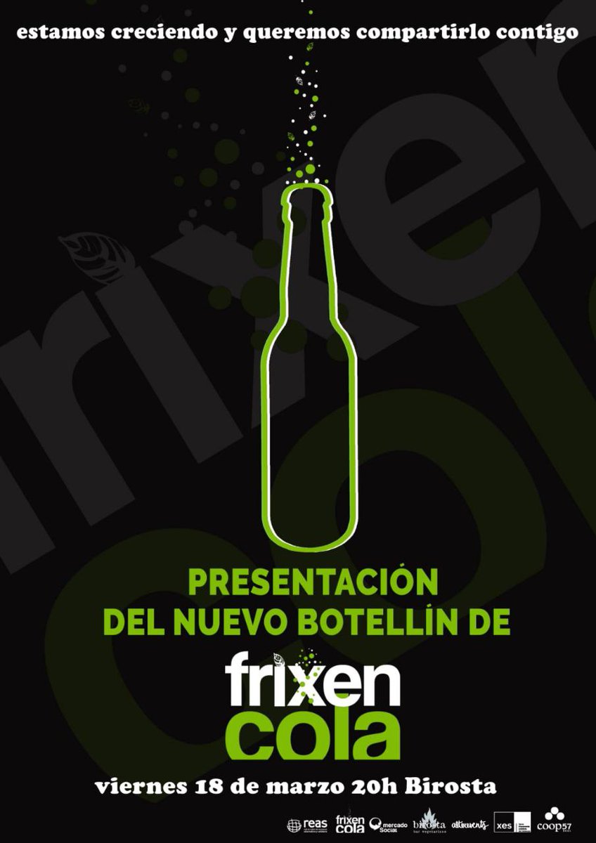 arainfonoticias's tweet photo. #Frixen, el refresco ético y solidario, crece en muchos sentidos. Crece en tamaño, el botellín de 20 centilitros pasa a ser de 33, y además, crece el equipo: "Gente que quiere transformarlo todo para mejor". Este viernes hacen presentación en Birosta: https://t.co/eizeGEaCCn https://t.co/UGogGxRTvJ