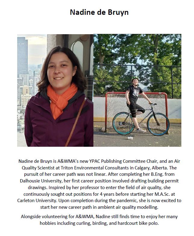 Today's Women on YPAC is Nadine, our new Publications Committee Chair! Nadine has been hard at work recruiting YPs to get their work published in the <a href="/AirandWaste/">A&WMA</a> EM. We are excited to have Nadine on board and look forward to the upcoming year! #WomensHistoryMonth #WomenInScience