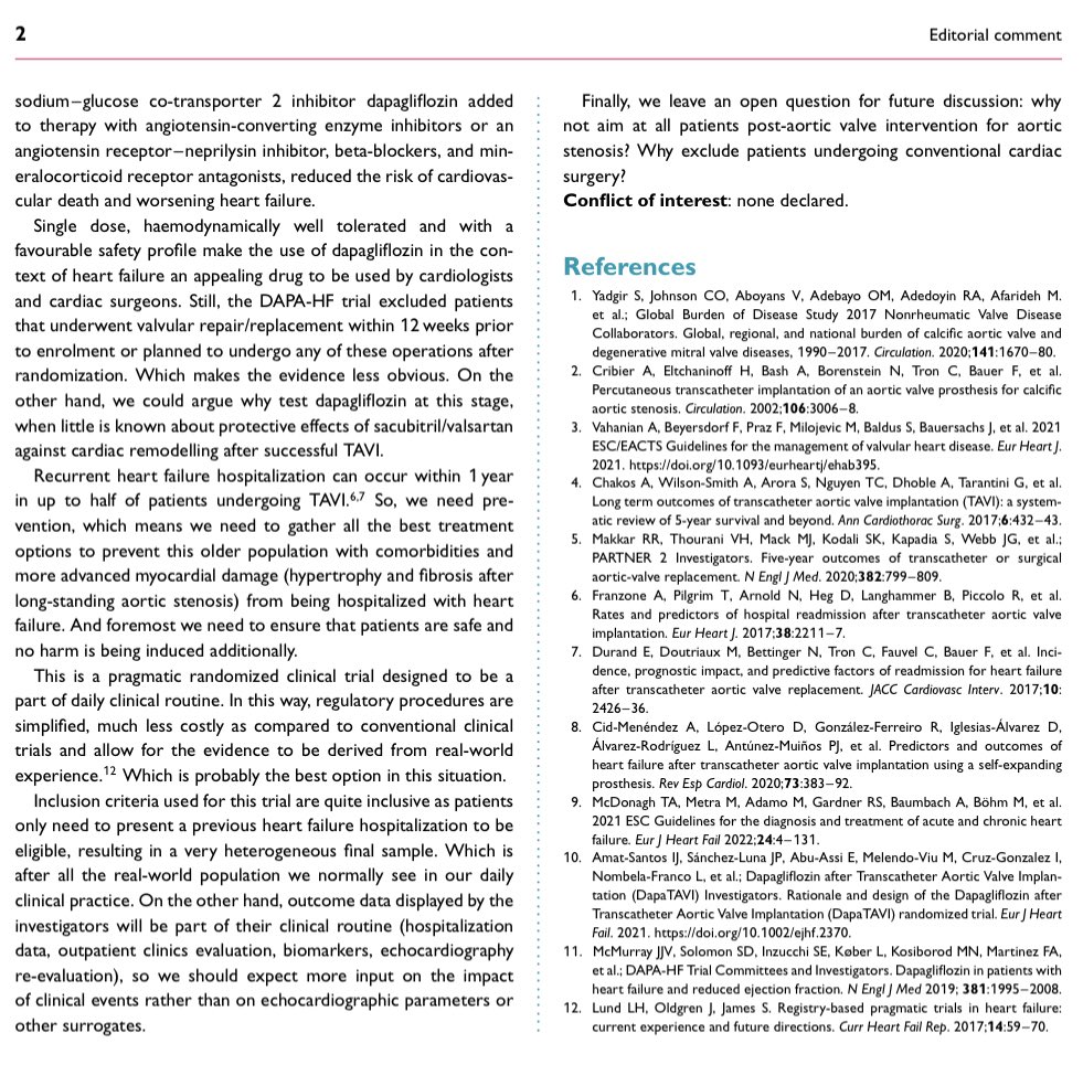 GiuseppeGalati_'s tweet photo. 🍀 Beautiful editorial on #DAPA_TAVI by #DeSousa & #FaustoJPinto
#HeartFailure is the commonest cause of re- 🏥 post-TAVI in the 5-year analysis of #PARTNER2
Hoping in another indication for #SGLT2i
@DLBHATTMD @SABOURETCardio @JavedButler1 @mmamas1973
https://t.co/iJPpIOoI0T https://t.co/Kgw2FdJlza