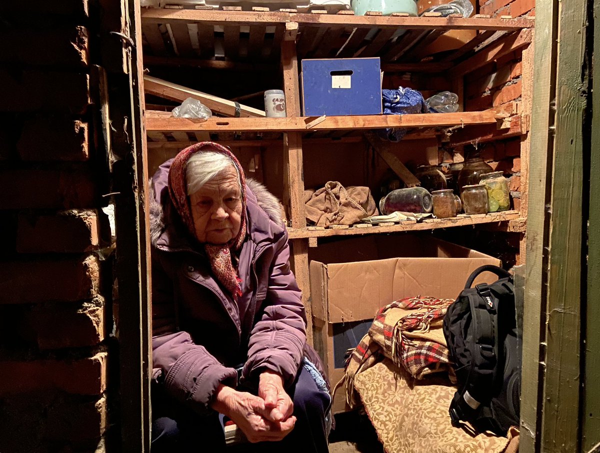 1dolov's tweet photo. Meet my grandmother Svitlana.

She survived WWII. But after the decades of peace, she's in the bomb shelter again, 'cause of russians bombing the civilians in Ukraine.

What happened to 'Never Again'? 
 @NATO, #CloseTheSky over Ukraine.
@jensstoltenberg #StopPutinNOW https://t.co/ENeJMXsDSL