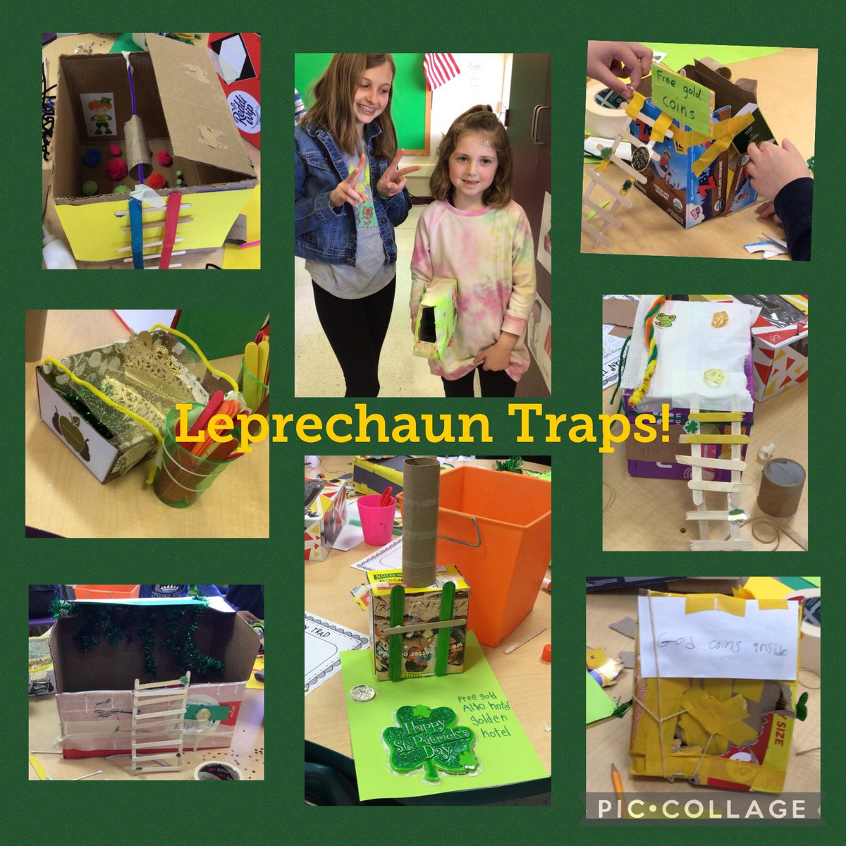 LynnCashell's tweet photo. We helped our 1st grade buddies make Leprechaun Traps! We hope they catch some. #Room221 #gvlearns #gvfeeling https://t.co/xZHU2oChaJ