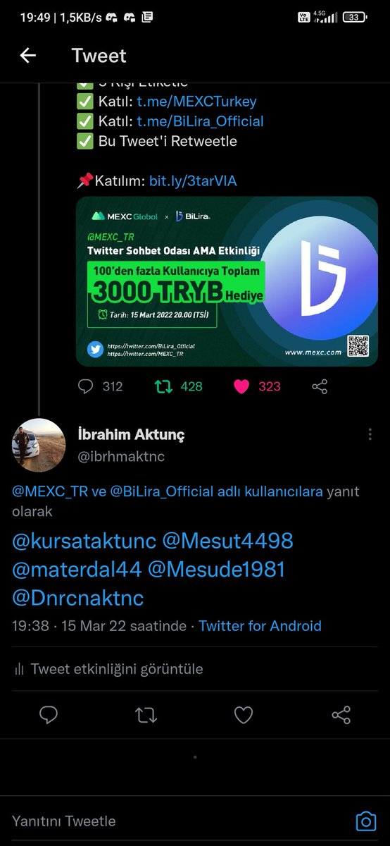 ibrhmaktnc's tweet photo. @MEXC_TR @BiLira_Official @kursataktunc @Mesut4498 @materdal44 @Mesude1981 @Dnrcnaktnc https://t.co/cKD6R3Zvi7