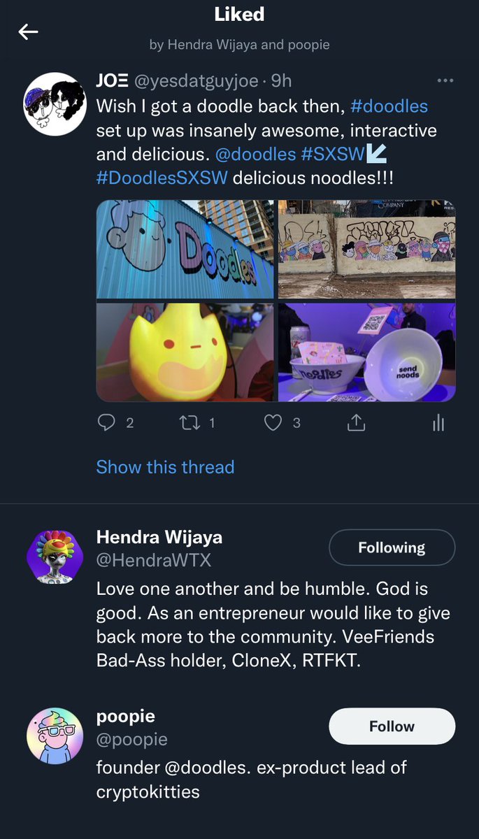 yesdatguyjoe's tweet photo. Got these two kings liking my post @poopie @HendraWTX  @doodles the NFT love https://t.co/1NEWVGCR1m