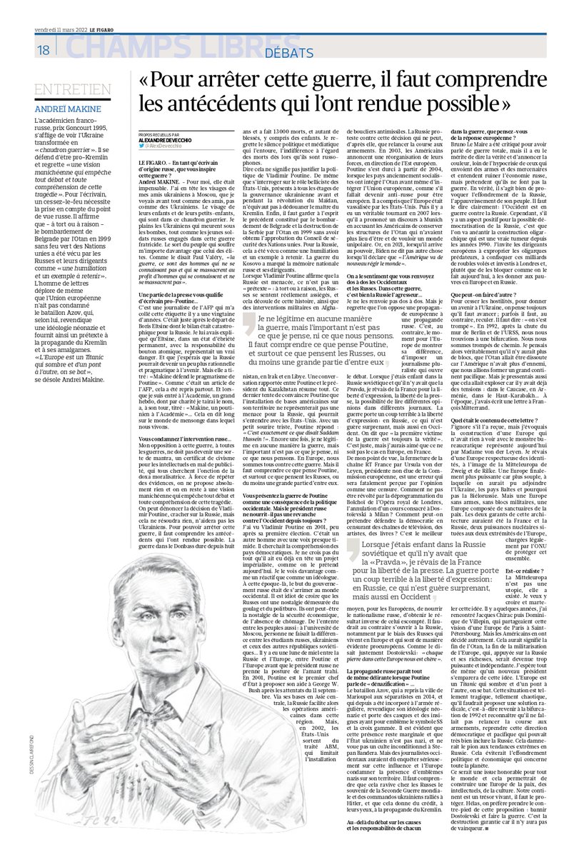 Dialogue Franco-Russe (@dfr_paris) on Twitter photo La rupture entre la #Russie et l'Occident peut être évitée. Adressons-nous aux intellectuels pour continuer à dialoguer malgré le contexte très complexe <a href="/jchribuisson/">J-Christophe Buisson</a> Andrei Makine
lefigaro.fr/culture/vive-l… La rupture entre la #Russie et l'Occident peut être évitée. Adressons-nous aux intellectuels pour continuer à dialoguer malgré le contexte très complexe <a href="/jchribuisson/">J-Christophe Buisson</a> Andrei Makine
lefigaro.fr/culture/vive-l…