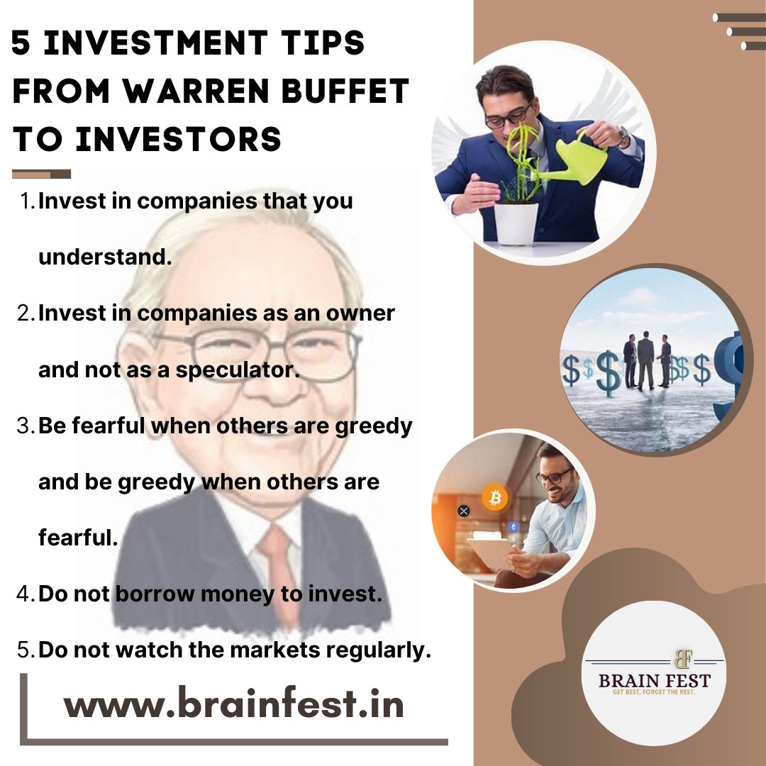 wethebrainfest's tweet photo. 5 Investment Tips From Warren Buffett to INVESTORS #investors #invest #investing #investingtips #tipsforimvestment https://t.co/nHzPvOvVAq