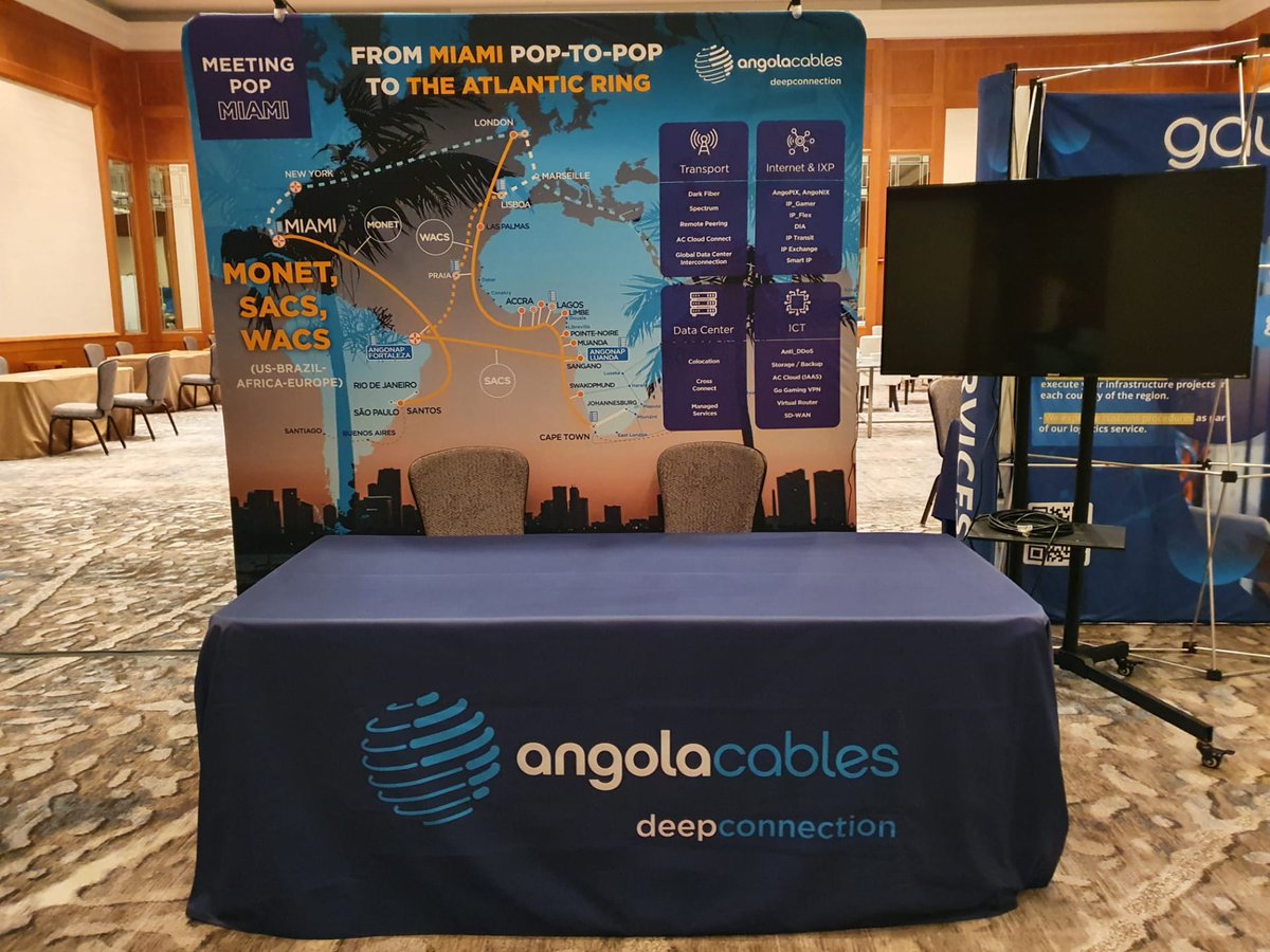 angola_cables's tweet photo. Have a Look on what is being our first day of @capacitymedia  #CapacityLatam2022
Visit us to learn more about our innovative routes from Miami to the world.

#angolacables #deepconnection #MeetingPOPMiami #POP #team #event https://t.co/Qnn4fD14SY