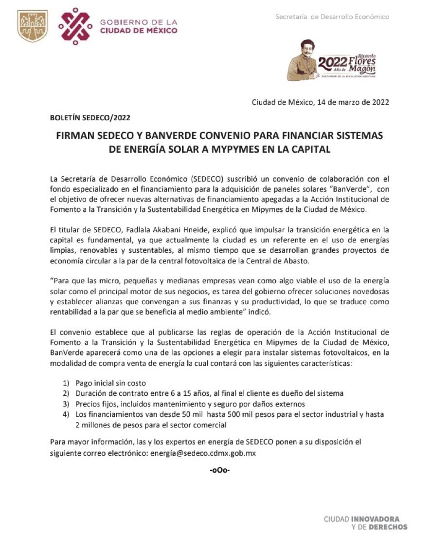 amsdemex's tweet photo. El secretario @FadlalaAkabani de @SedecoCDMX, firmó un convenio de colaboración con el fondo especializado en el financiamiento para la adquisición de paneles solares #BanVerde, con el objetivo de financiar sistemas de energía solar a #Mipymes de la #CiudadDeMéxico. https://t.co/3L3aAgbLhY