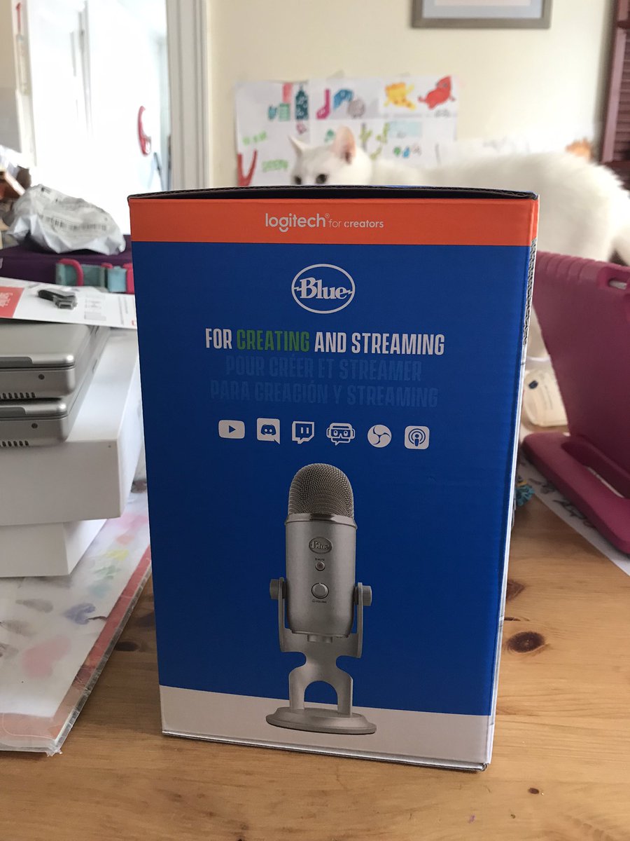 nikkinbird's tweet photo. Came home yesterday to find that my husband got me a nice microphone for recording my books as audiobooks. 🥰 I’m thinking of recording a chapter a week and releasing as podcast episodes, then making audiobooks. https://t.co/TSkEYnq9rl