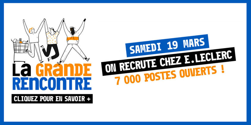 Samedi 19 mars <a href="/Leclerc/">E.Leclerc</a> organise une journée portes-ouvertes dans 470 magasins ! L’occasion de rencontrer les équipes, de passer des entretiens avec ou sans CV et trouver l'emploi qui vous correspond parmi plus de 7000 postes📝Infos👉bit.ly/3i31hoj #emploi #recrutement
