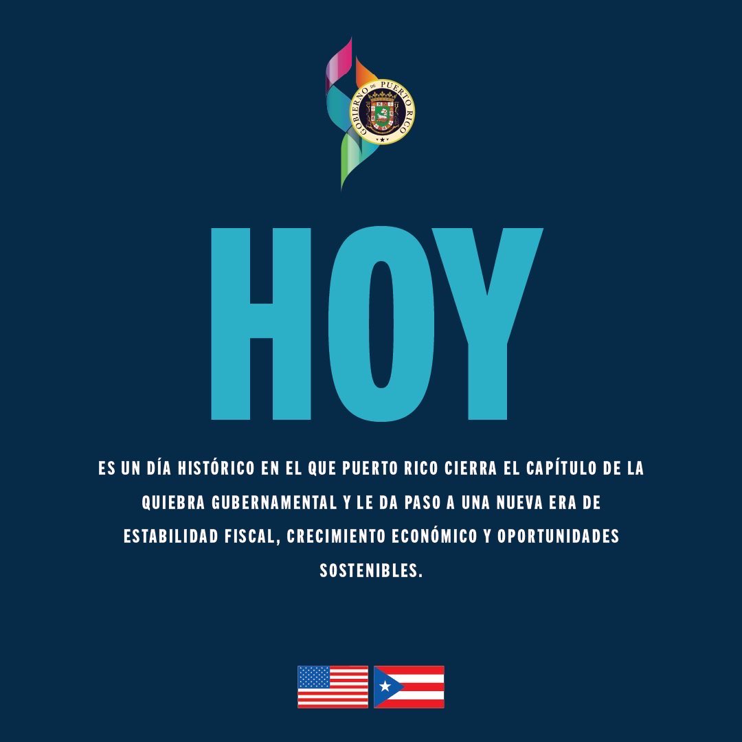 HOY comienza nuestra era, la era de Puerto Rico, con nuevas políticas para el manejo de la deuda. #PuertoRicoHOY #NuestraEra #LaEraDePuertoRico <a href="/DTOP/">DTOP</a> @prsecdtop <a href="/fortalezapr/">Puerto Rico Governor's Office</a>