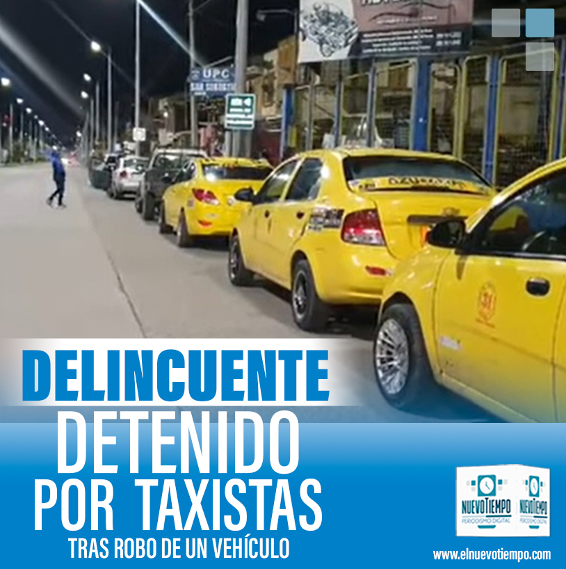 NuevoTiempoCue's tweet photo. #ATENCIÓN
Anoche un delincuente fue retenido por un grupo de taxistas de #Cuenca, esto tras el #robo de un auto a un familiar, quien dio aviso y mediante sus medios de comunicación internos, localizaron al vehículo en #Racar; capturaron al implicado y lo entregaron a la #Policía. https://t.co/Zkc4owyHXF