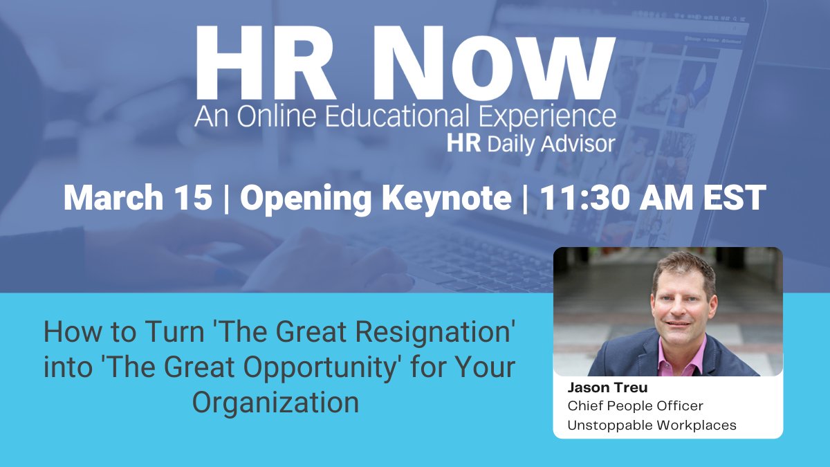 HRDailyAdvisor's tweet photo. #HRNow kicks off at 11:30 EST with opening keynote, @jasontreu. Be sure to register for all of our HR Now virtual sessions before time runs out! Sponsored by @bamboohr, @Everbridge, & @Lever https://t.co/tDq7GoaBRv https://t.co/nwWkxtp4If