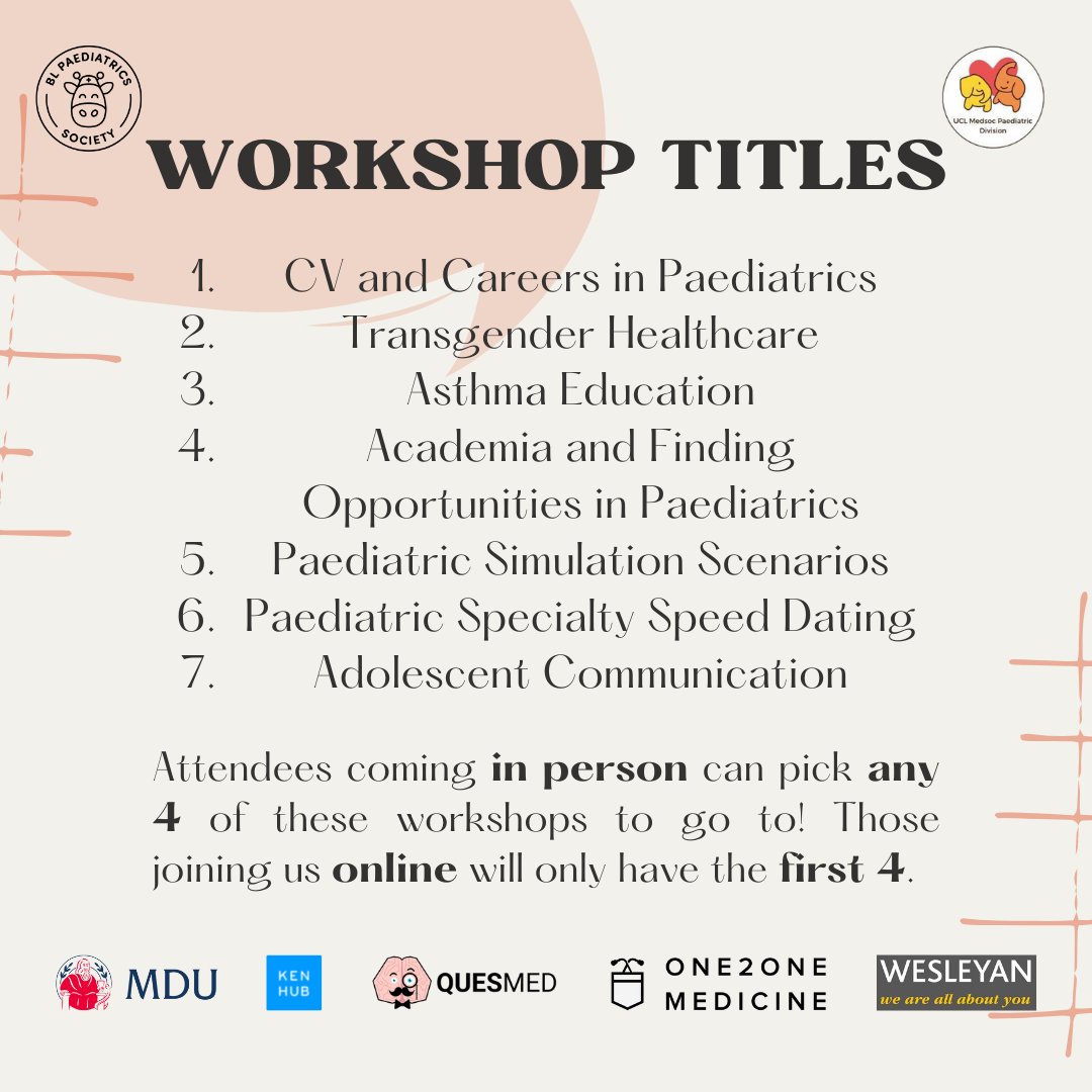 BLPaediatrics's tweet photo. [National Annual Conference: Workshop Details🩺 PART 1]

We are so excited to introduce you to our workshop speakers and what the workshops will be about! 🎓

Do take a look and get your tickets now!! https://t.co/5BIuAGfXzO