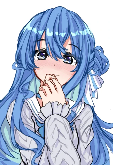 大遅刻ホワイトデー絵になる予定のラフのすいちゃん #ほしまちぎゃらりー 