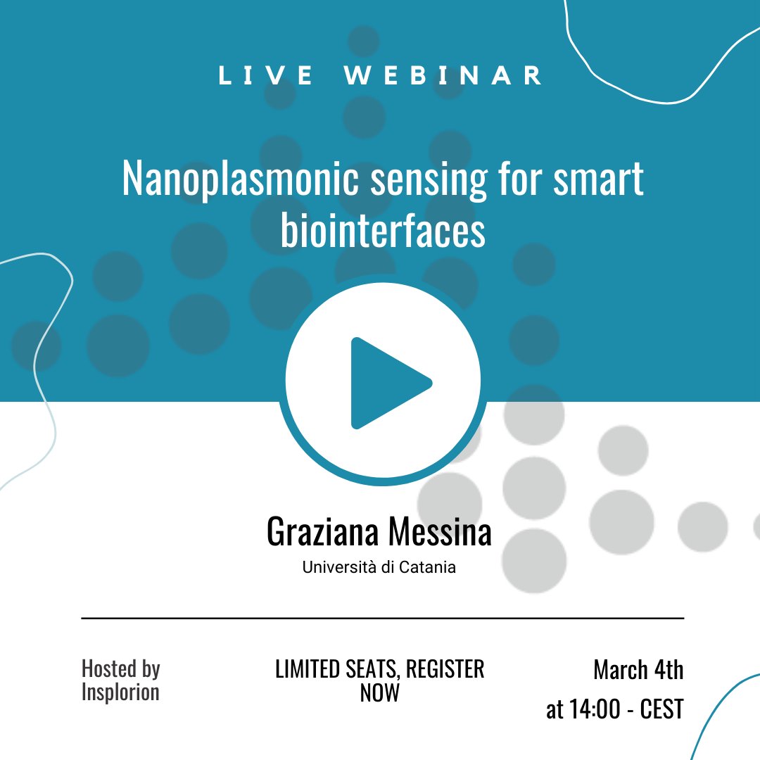 InsplorionS's tweet photo. Our webinar replay is now available - "Nanoplasmonic sensing for smart biointerfaces"

Hear Grazina Messina from the University of Catania explore the uses of NPS in her research:

https://t.co/kvuTX1ru3H https://t.co/3yrsarKrG1