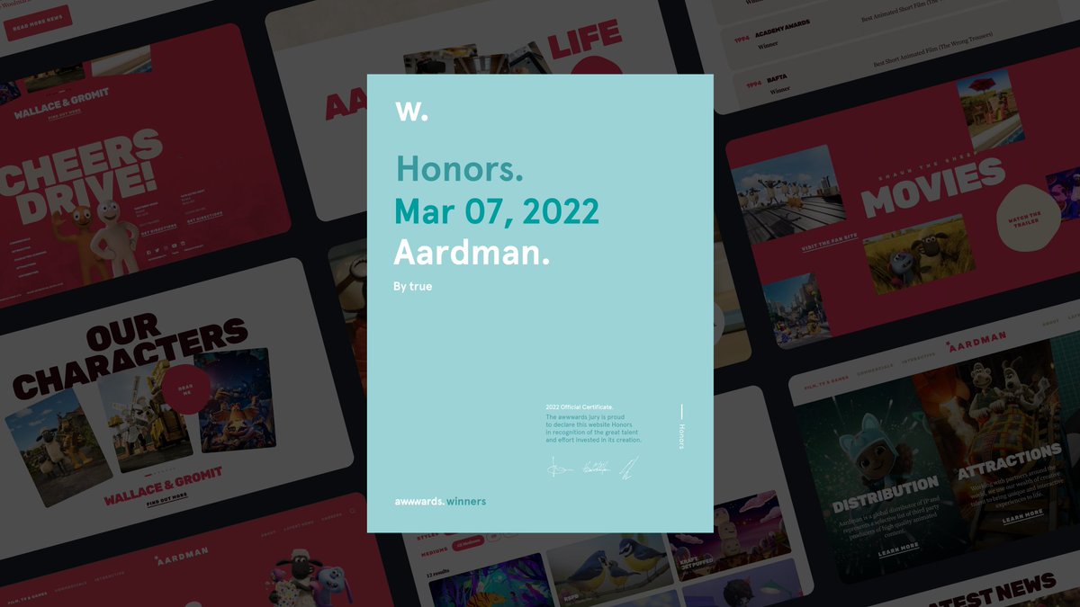 truedigital's tweet photo. You're a winner, lad!🧀🏆 We've won an honourable mention from @awwwards for our design of the @aardman website

A huge thank you to everyone who voted for us! 
Check it out 👉https://t.co/ejY9cFYsCj

#awwwards #awardwinning #creativeaward https://t.co/HvinPTdo7P