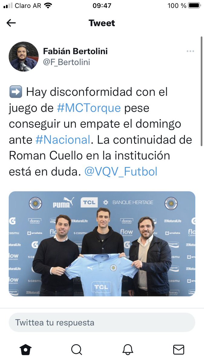 Tranquinomas1's tweet photo. @SuperioridadN @laabdon @Nacional Se ve q yo vi el mismo partido de la dirigencia de Torque https://t.co/tbiBsqTEKI