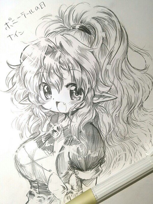 ポニテとかストレートバージョンもある(再掲) https://t.co/Nh91fgqP22 