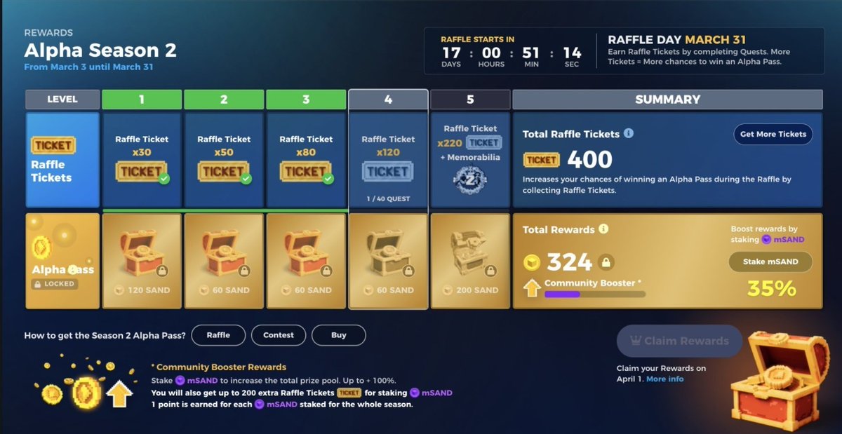 ki___kib's tweet photo. @TheSandboxGame I just participated in the daily #SandboxAlphaS2Contest for a chance to earn up to 1,000 $SAND! Starting March 14 -  Show your Raffle Tickets. Check out my screenshot below! 👇 #SandboxAlphaS2 https://t.co/By6uAnLJ74