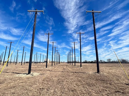 txpublicpower's tweet photo. @austinenergy: Poles are set for the 2022 Public Power Lineworkers Rodeo at Northeast Metro Park on Saturday, March 26! Hundreds of professionally trained lineworkers from public power electric utilities across the country will showcase their skills at the event. https://t.co/VNWZTg8RkF