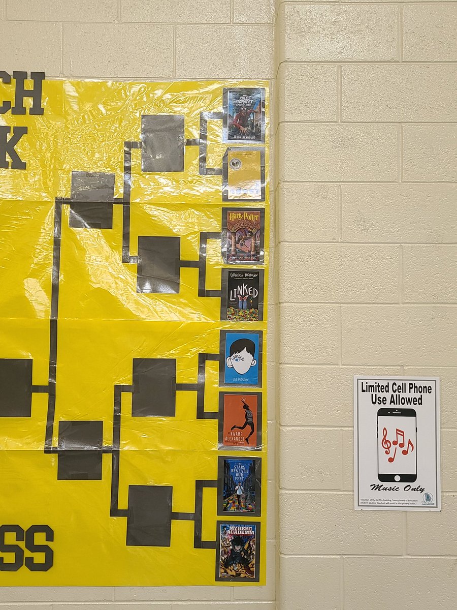 RRMSread's tweet photo. We tipped off our March Book Madness Tourney yesterday. Brackets are up and voting has begun! Who will move on to the Elite 8? Wait and see! #MarchMadness2022 #readbooks #sweetsixteen @RehobothRoad @GriffinSpalding @GSCSELA https://t.co/Q9yl7Ww2mR