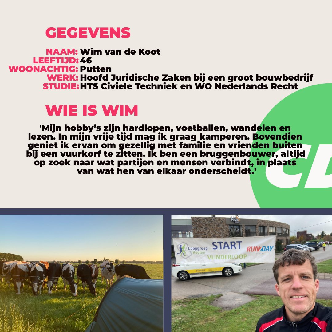 CDAPutten's tweet photo. 💚Onze nummer 1 op de lijst: Wim van de koot, een echte bruggenbouwer!

🗣Misschien kent u Wim al, toch zou hij zich graag even willen voorstellen.

🗳STEM 16 MAART OP CDA!

#gr2022 #Putten #Politiek #Voorstellen #teamcda #CDA #wonen https://t.co/ZjdzPCEvck