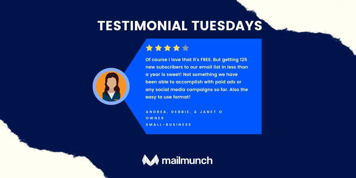 mailmunch's tweet photo. Mailmunch is always happy to share its customer's experiences! Nothing makes us proud than a happy user!
Become part of Mailmunch family and sign up right now: https://t.co/wCffWeLCby 
#emailmarketing #Mailmunch https://t.co/NaeSWeQBAq