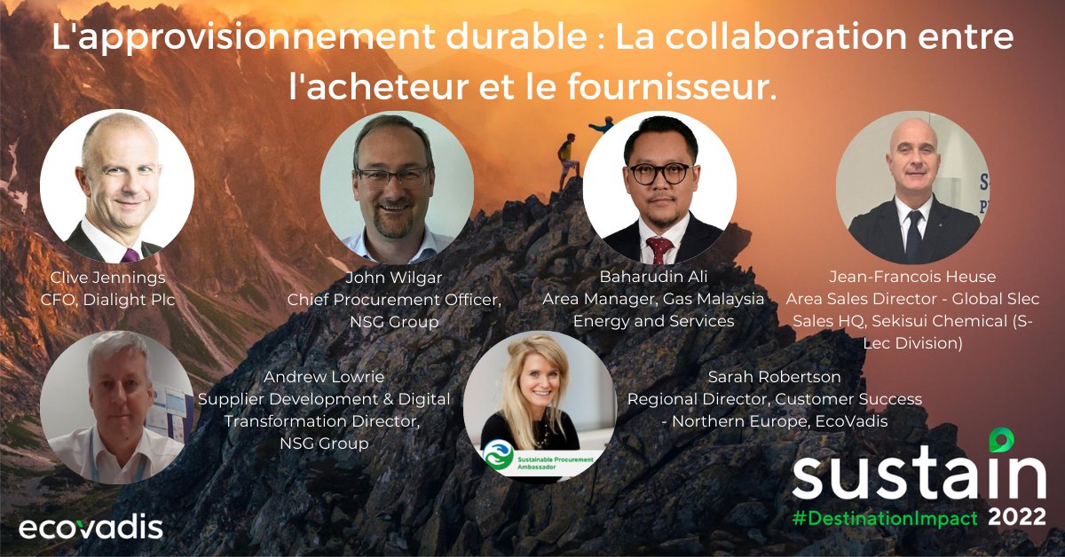 EcoVadisFR's tweet image. #Sustain2022 Écoutez maintenant NSG et d'autres experts du secteur sur la façon dont ils engagent et incitent les fournisseurs, ainsi que les défis et les avantages du point de vue des fournisseurs. @Dialight, Gas Malay... @nsgpilkington #DestinationImpact ecovad.is/3CE6fS5