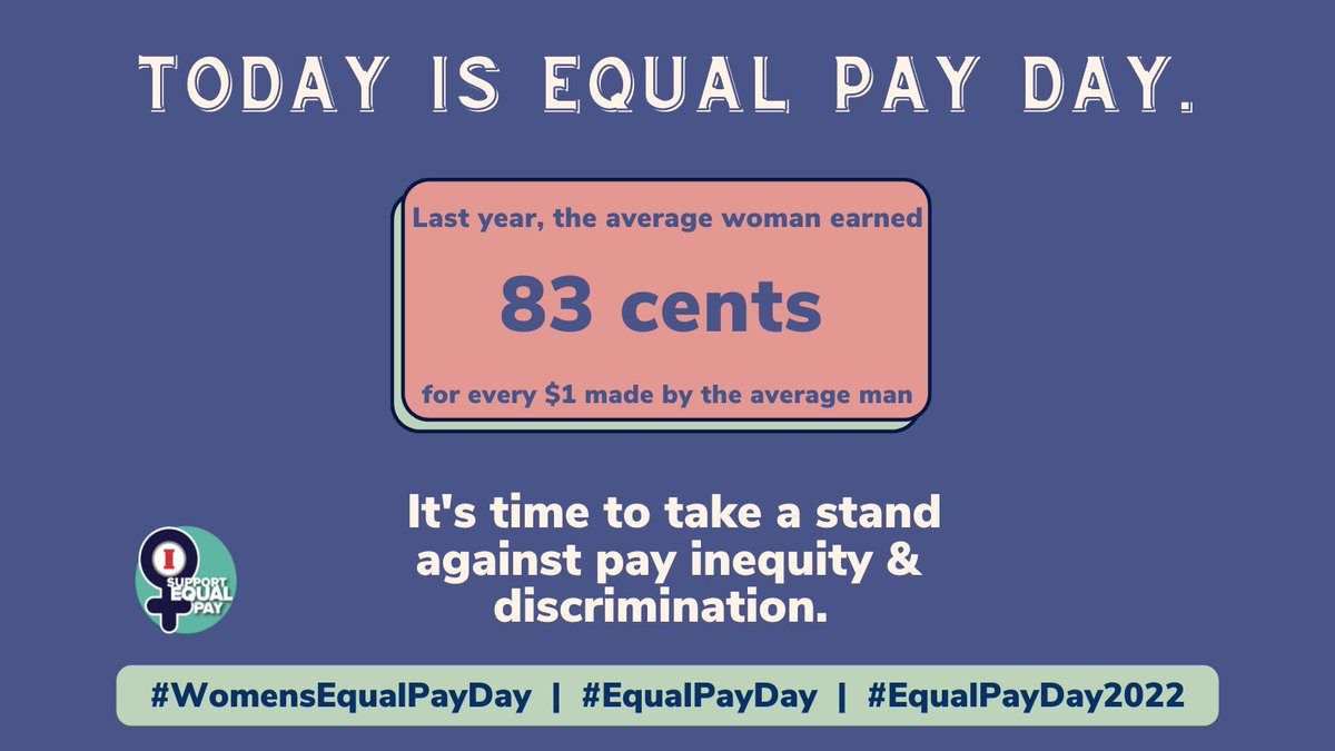 💸☀️GOOD MORNING, AMERICA– or is it? 

Today is #EqualPayDay! And while it isn't a celebration, it's a reflection on how much further we have to go. Join us throughout the day to learn more about how YOU can help close the #wagegap and advocate for #equalpay!