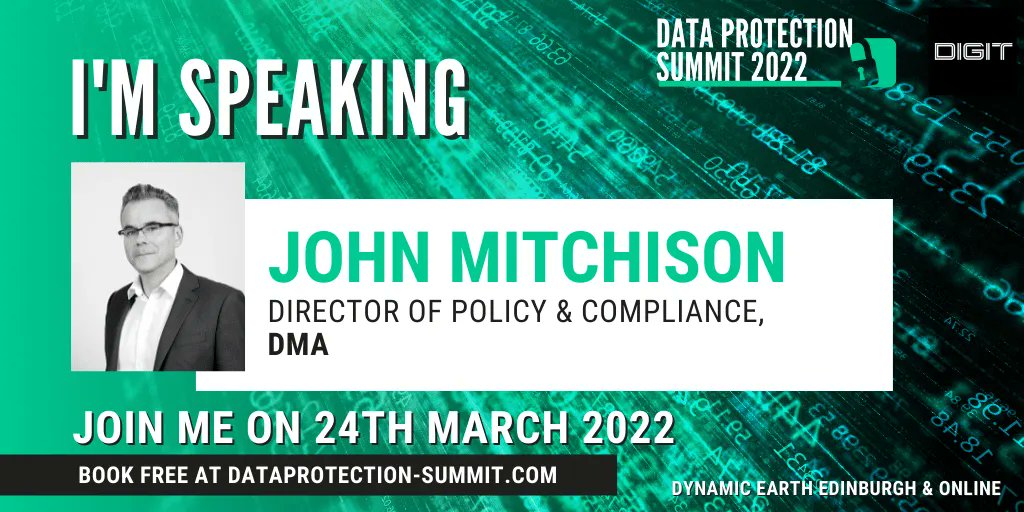digitfyi's tweet photo. 'Legislation, Codes and Best Practice' - @john_mitchison Director of Policy &amp; Compliance @DMA_UK speaking at #DataProSummit 2022. Tickets: https://t.co/KaKny47ILu

#dataprotection #data #security #infosec #GDPR #Edinburgh #DynamicEarth #event #conference #technology #marketing https://t.co/zqQYhTp6PN