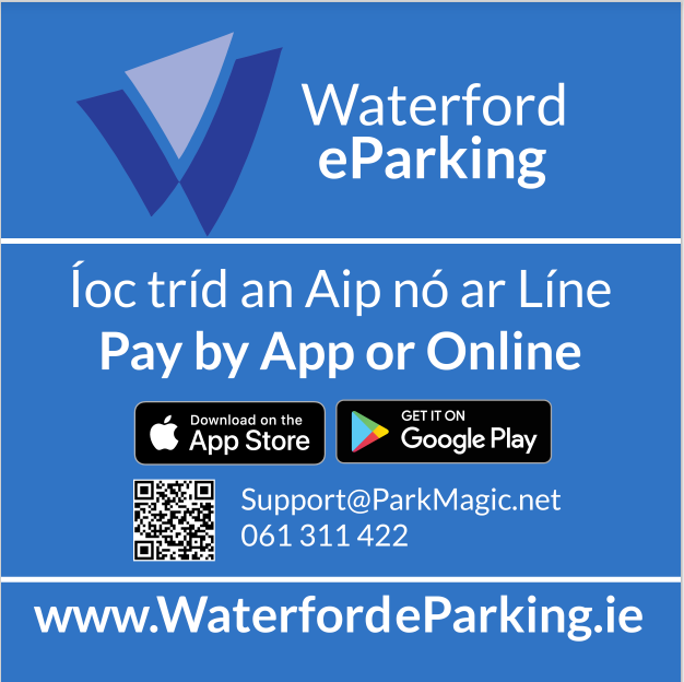 WaterfordCounci's tweet photo. Great news!
eParking (cashless parking) is now available throughout #Waterford county
Just scan the QR code or download the free app from the app store “Waterfordeparking”
https://t.co/UKcu55LtKy https://t.co/9bt4JoHWGv