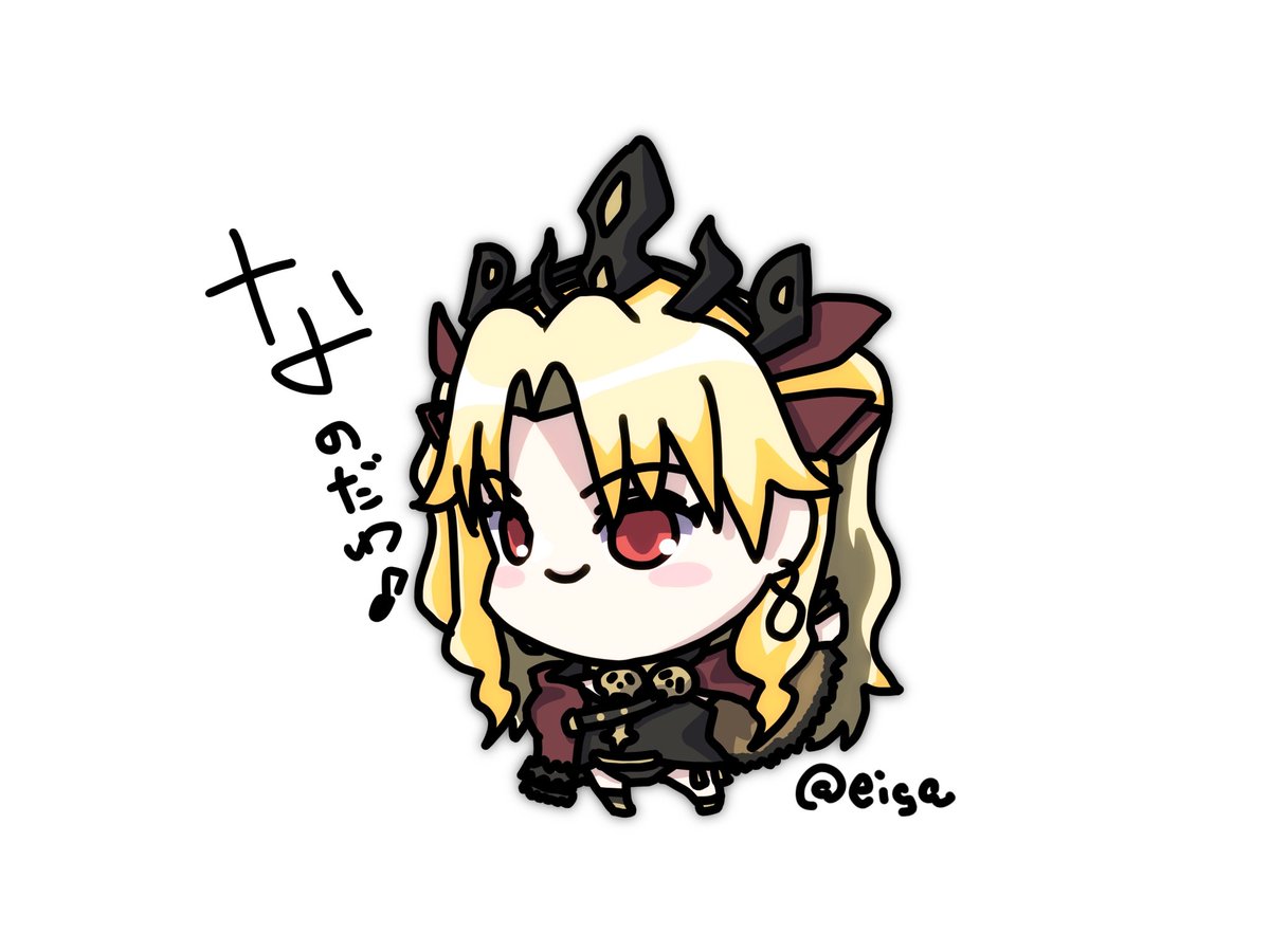 ereshkigal (fate) 1girl blonde hair red eyes chibi solo long hair white background  illustration images