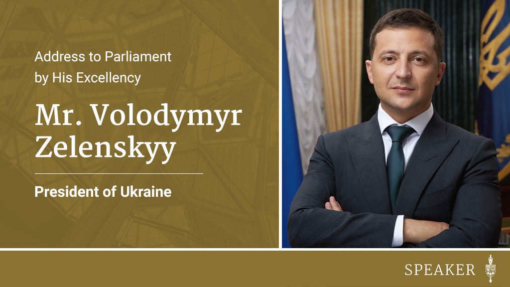 Today at 11:15 am ET, His Excellency Mr. Volodymyr Zelenskyy, President of Ukraine, will deliver a virtual address to parliamentarians. Follow the event on ParlVU: ow.ly/BZ0750IjCmV <a href="/ZelenskyyUa/">Volodymyr Zelenskyy / Володимир Зеленський</a>