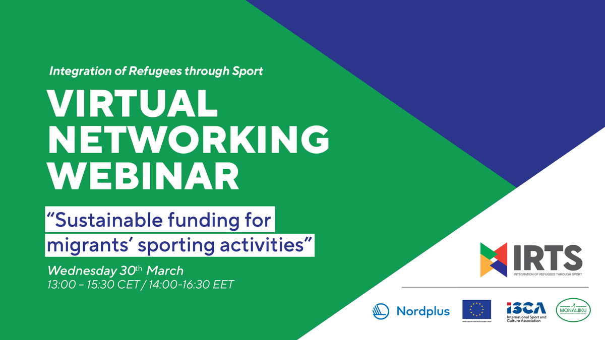 ISCA_tweet's tweet photo. Our next #IRTSNetwork webinar is "Sustainable funding for migrants' sporting activities" organised with @MonaLiiku. Join us on 30 March from 13.00 to 15.30 CET!

Read more 📖 https://t.co/ydyhjZIL5V
Register ✔ https://t.co/hSpKFUynEb
#IntegrationofRefugeesThroughSport #Network https://t.co/hJlUmC7rUx