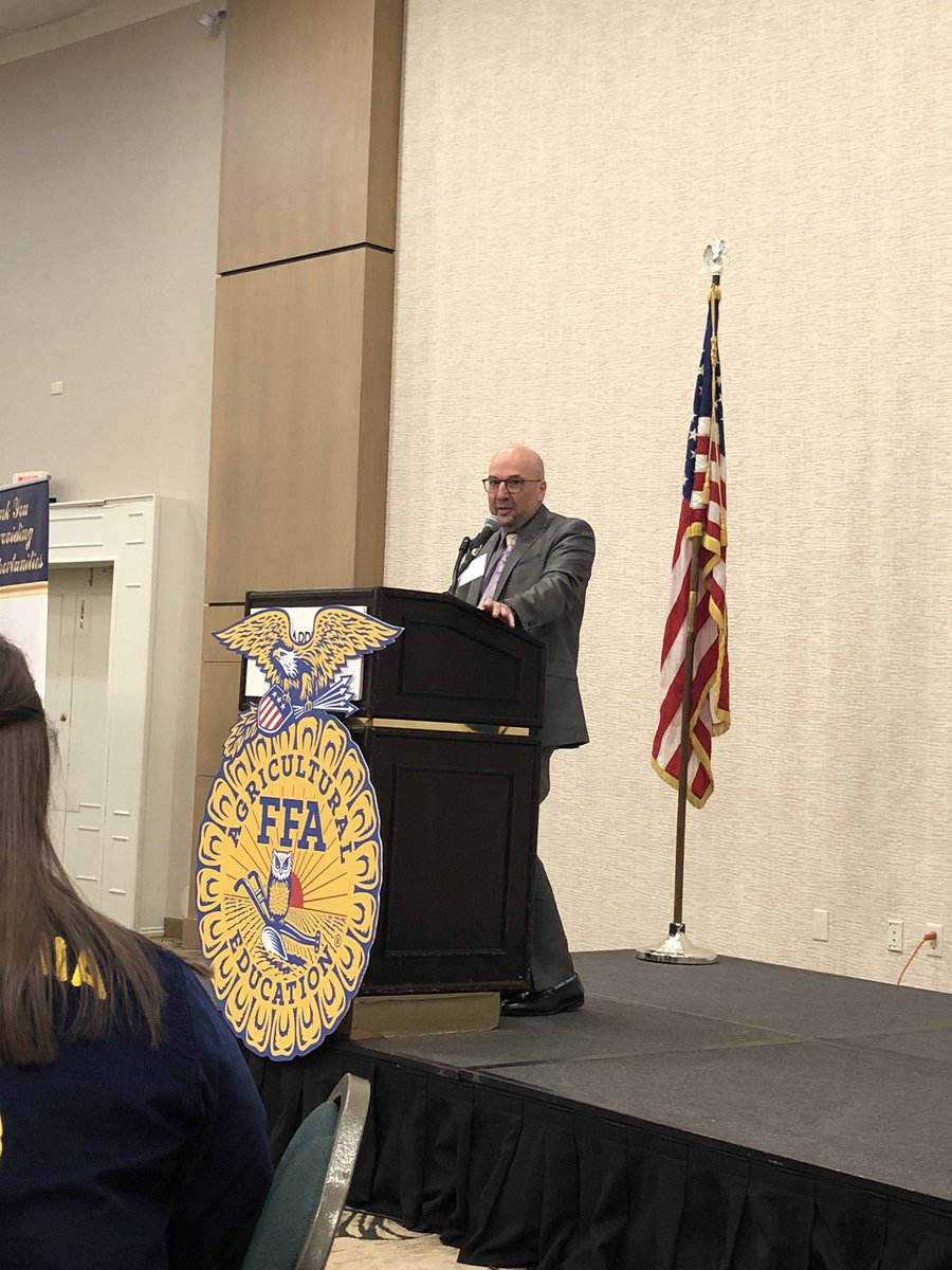 PAFarmBureau's tweet photo. PFB’s Government Affairs and Communications division manager Joel Rotz encouraged @PA_FFA students to be leaders in agriculture during their legislative conference breakfast #pfb22 https://t.co/eNEpccp40q