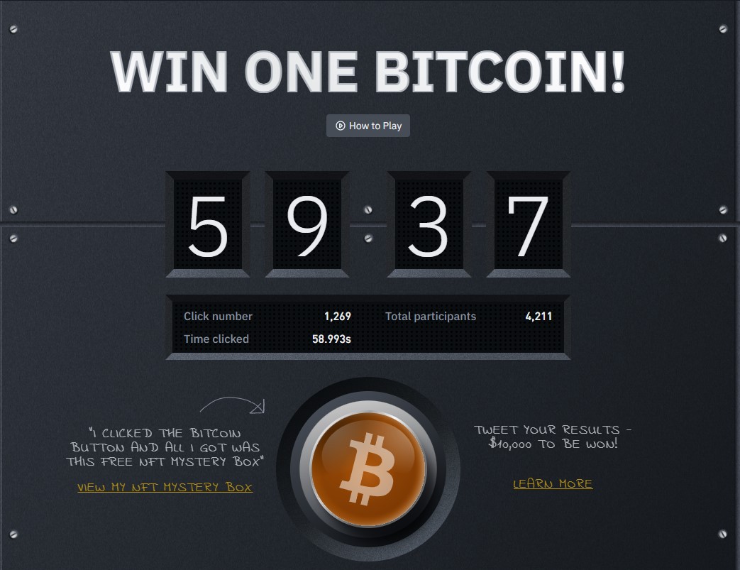R4DUC's tweet photo. Screenshot your click number and tweet it with the hashtags #BitcoinButton and #Binance and you can win 10k https://t.co/l9Ts0abHPz