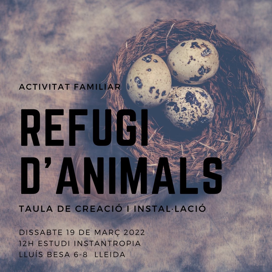 Activitat familiar.
Taula de creació i instal•lació.
Dissabte 19 de març.
A les 12h. Estudi Instantropia.
Participa-hi!
<a href="/paerialleida/">Ajuntament de Lleida</a> <a href="/turismedelleida/">Lleida Turisme</a> <a href="/montrosilda/">montse pifarre</a> <a href="/jrutllant/">Jaume Rutllant</a> <a href="/ignasiamor/">Ignasi Amor</a> <a href="/LaPaneraLleida/">Centre d'Art la Panera</a>
