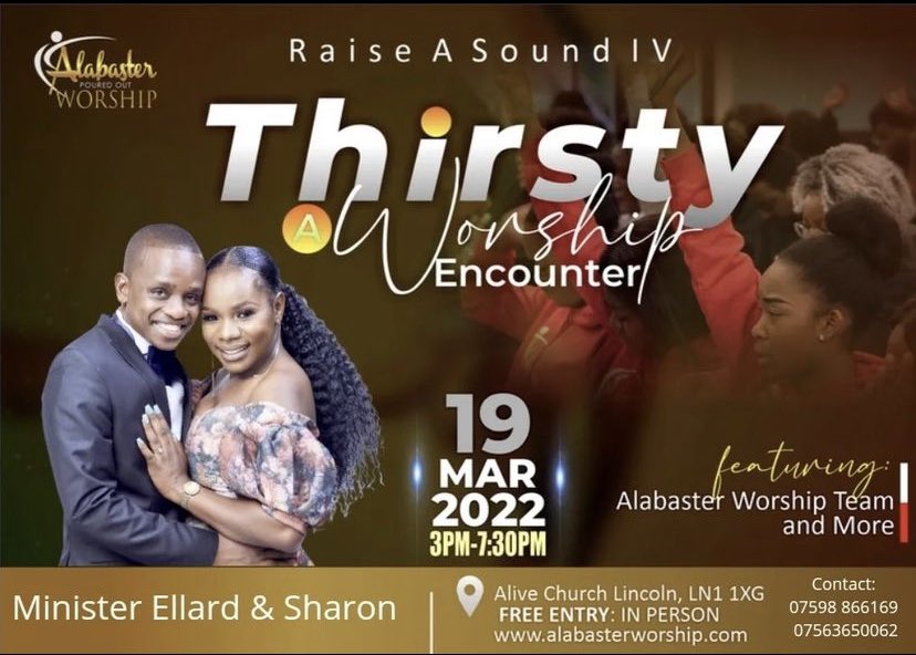 AlabasterWc's tweet photo. ✨️✨️Calling ALL worshipers who are THIRSTY [Psalms 42:1] for more of God’s presence. Join us for this one of a kind IN PERSON Worship Encounter🙌🙌

✨️ONE VENUE-ONE SOUND-ONE AGENDA✨️

SIMPLY UNMISSABLE!See you there!
#AlabasterWorship #RaiseASound #PouredOutWorship https://t.co/awt1sAsY9L