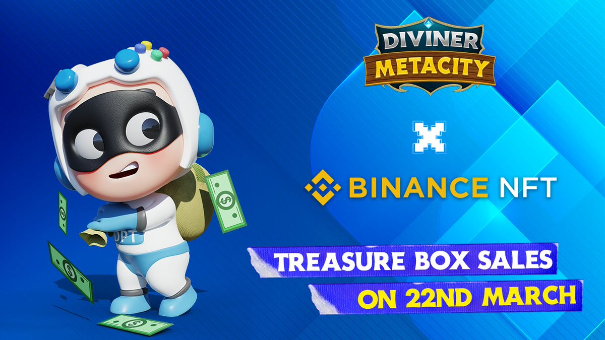 DivinerProtocol's tweet photo. 📢 Breaking News❗️
We are glad to announce #DivinerMetacity will sell NFT mystery boxes on @TheBinanceNFT on 22nd March✨!
Exclusvie NFT airdrops for $DPT stakers! Stake now: https://t.co/YZ85yH1pCo
🔥Stay tuned for more details!🔥
#BSC #DivinerMetacity #Binance #BinanceNFT https://t.co/y1RwzceqdT