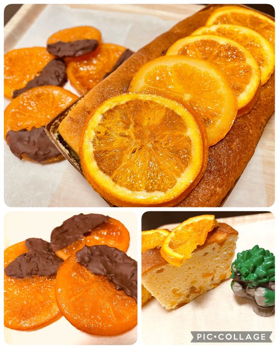 ホワイトデーはオランジェットとオレンジピールのパウンドケーキ作りました🍊ゴリランダーさんのきらきらの宝石みたいなオレンジの瞳が大好きなので… 