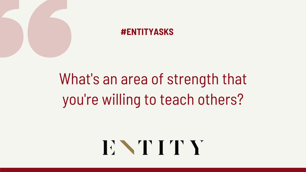 entity_academy's tweet photo. #ENTITYAsks What's an area of strength that you're willing to teach others?
If you're up for it, read through the responses and connect with a fellow peer to learn more. Share the results in class! #WomenThatDo https://t.co/e8DiiRQiXa