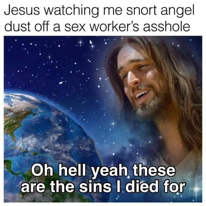 PirateThread's tweet photo. If you don't sin, Jesus died for nothing.

https://t.co/vWLzVjm97Z https://t.co/kJ29E6h3mH