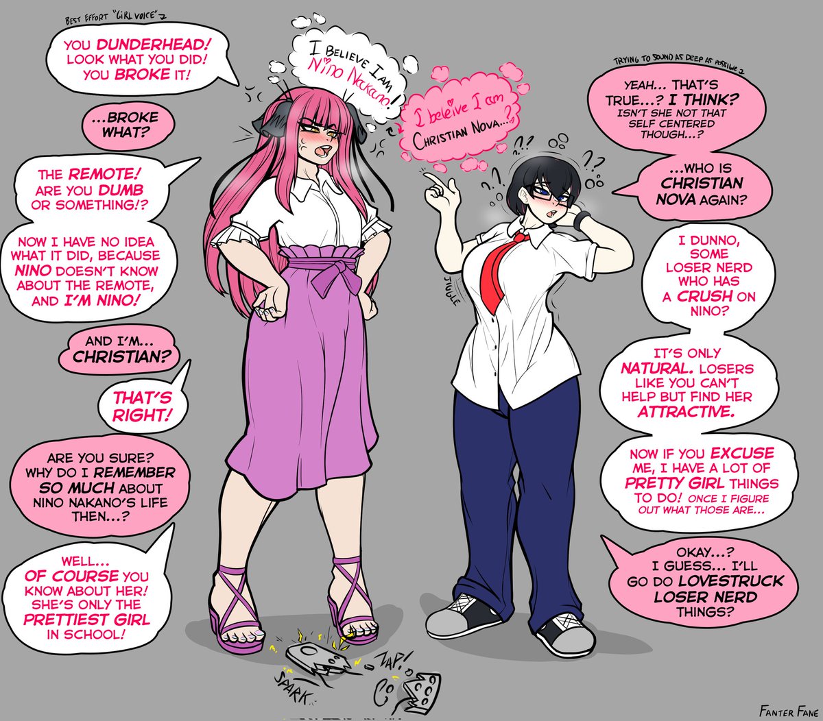 RangerAlex11's tweet photo. Oh no! That idiot Christian broke the remote? How dare he do something to the popular Nino! He will pay!!

Art by @FaneNsfw 

#Hypnosis #swap https://t.co/m9mlCIibSU