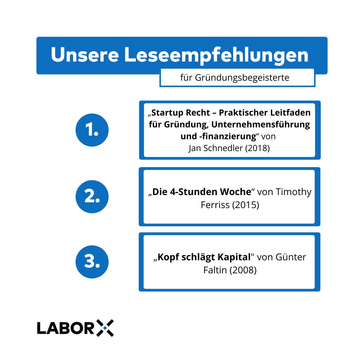 LaborxHH's tweet photo. Wir haben im #LaborX-Team Lese- und #Literaturtipps gesammelt. Unsere Top 3 Tipps seht ihr hier. Habt ihr schon eins davon gelesen? Oder habt ihr ein "must-read", was  auf unserer Liste nicht fehlen darf? Wir freuen uns über eure Inputs und Empfehlungen! https://t.co/wpkQN7Jz4w